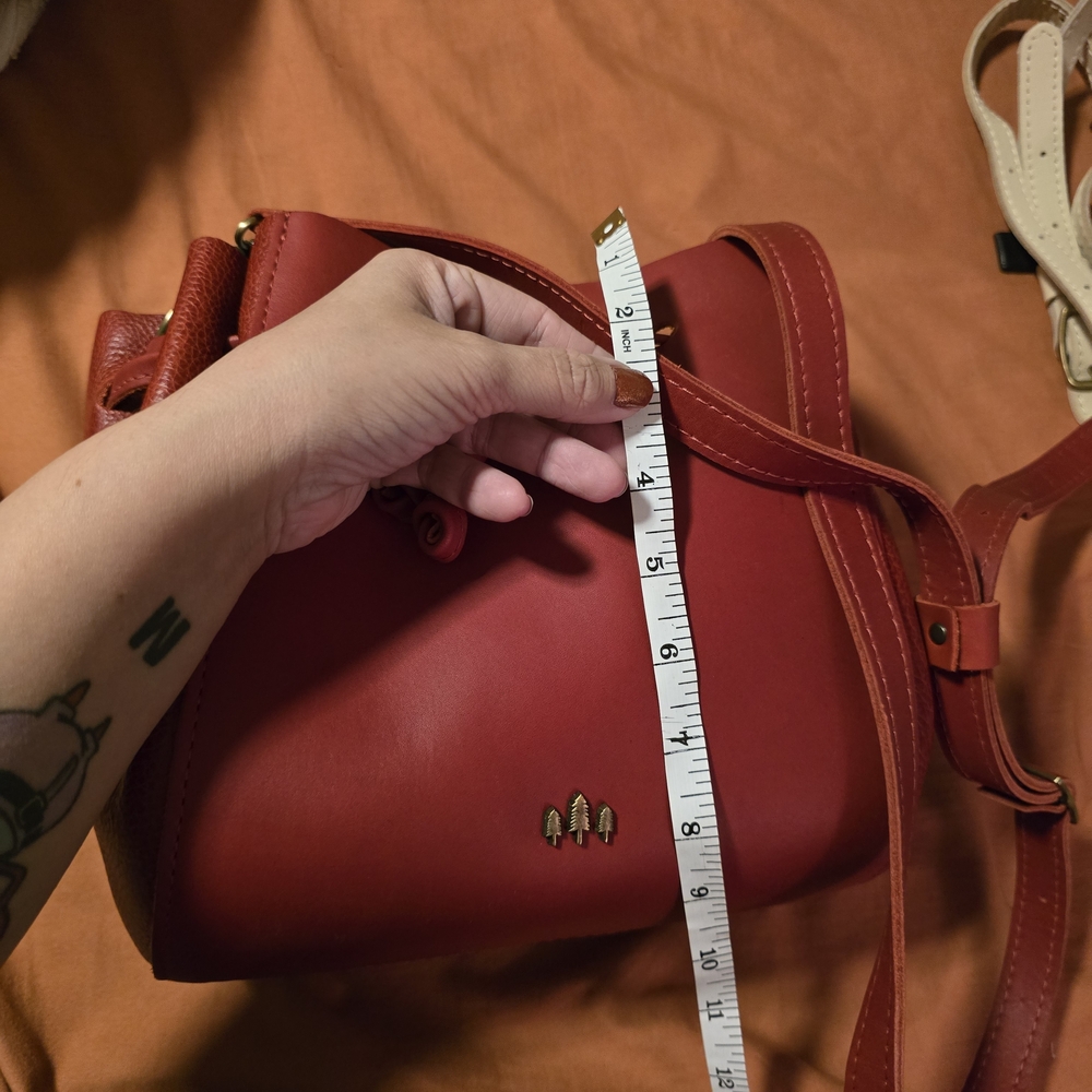 Portland Leather Red Bucket Bag - Picture 2 of 10